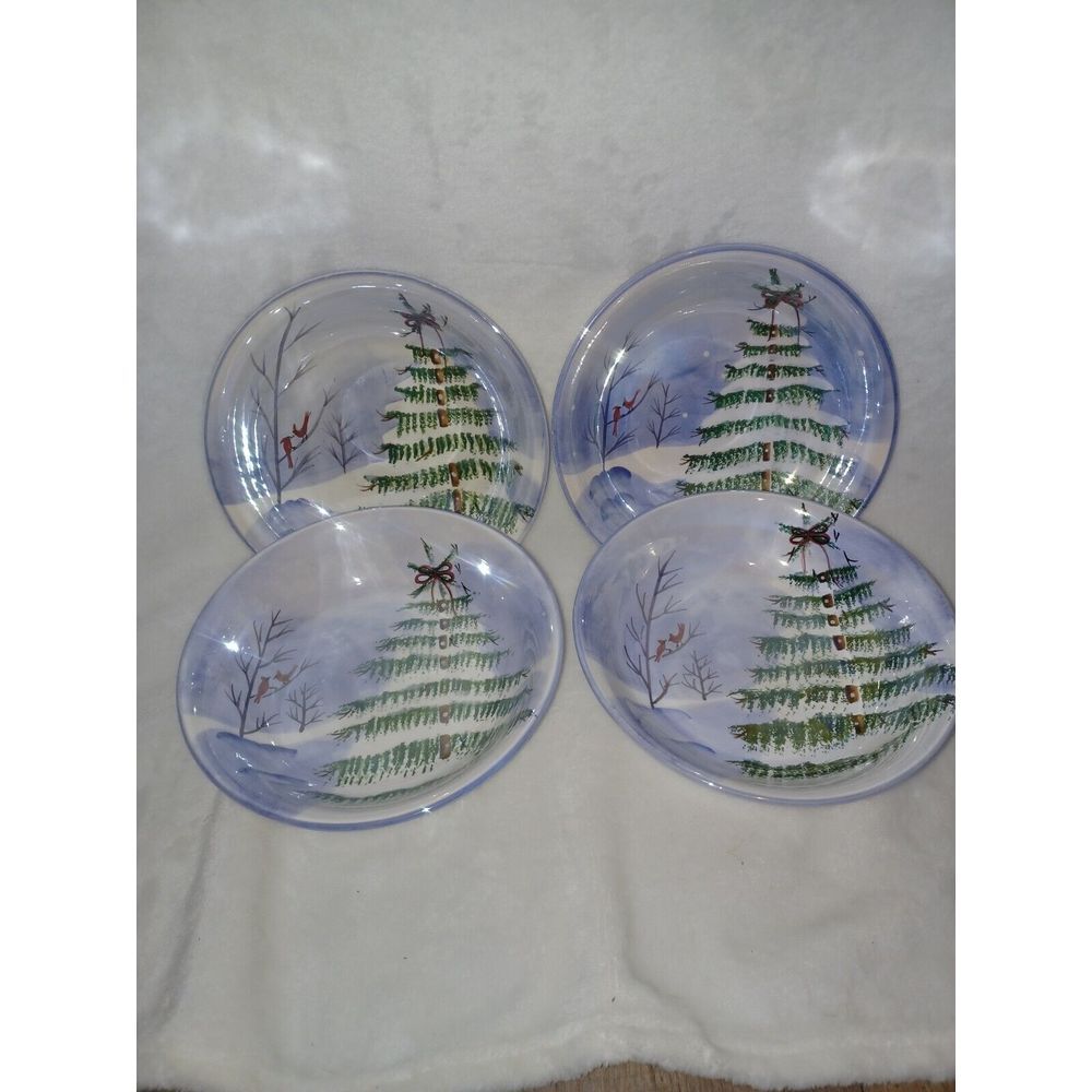 Christmas‎ Soup Bowls Set Of 4 Iridescent  Jay Import - Picture 2 of 6
